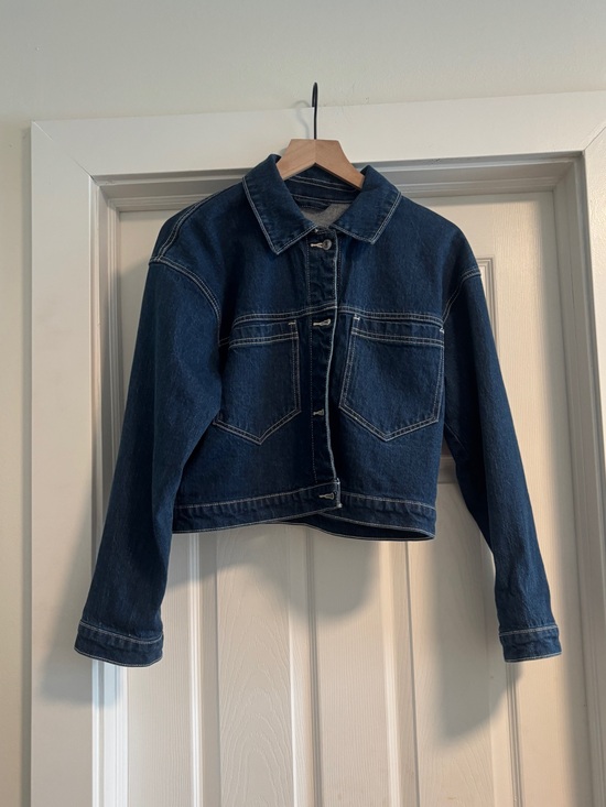 Abercrombie & Fitch Jackets & Blazers - Dark denim Cropped Denim Jacket - Women's